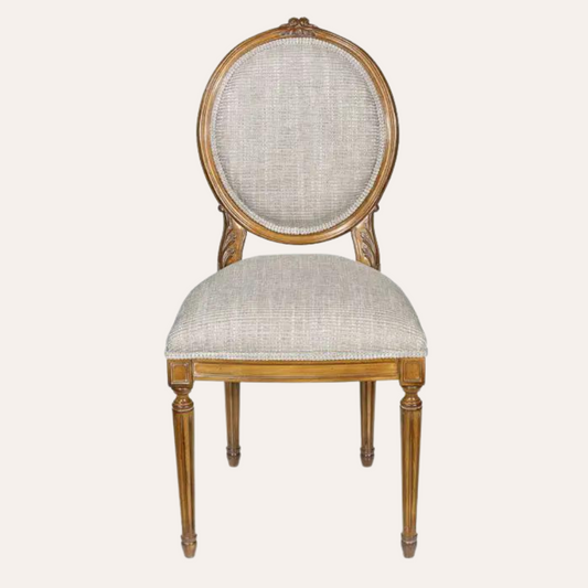 VINTAGE DIOR DINING CHAIR DARK WOODEN FRAME BEIGE COLOR