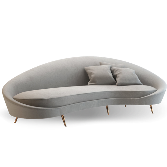 OASIS LOVESEAT VELVET 3 SEATS CURVE GRAY SOFA