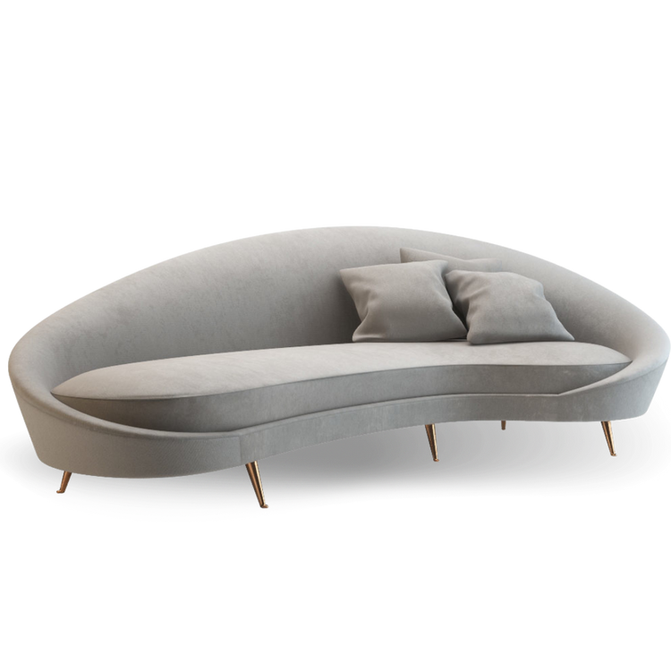 OASIS LOVESEAT VELVET 3 SEATS CURVE GRAY SOFA