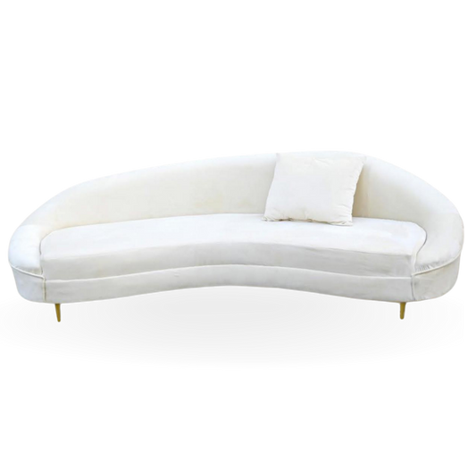 OASIS LOVESEAT VELVET 3 SEATS LOUNGE CURVE IVORY SOFA