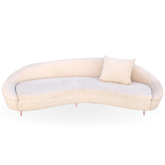 OASIS LOVESEAT VELVET 3 SEATS LOUNGE CURVE BEIGE SOFA