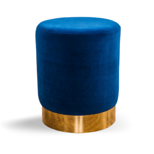 Hethro Round Ottoman Navy Velvet| Event Rentals Dubai 