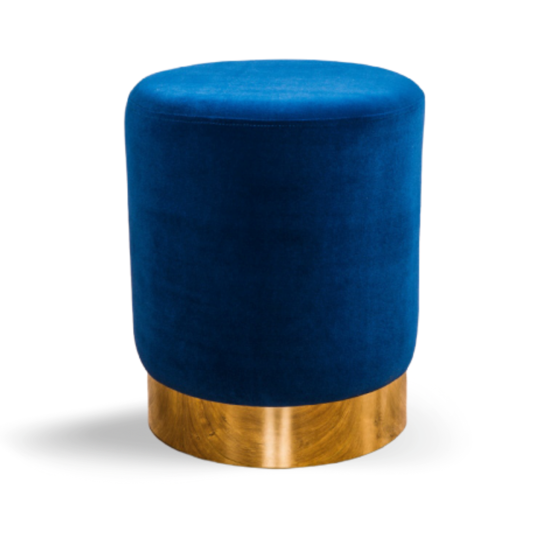 Hethro Round Ottoman Navy Velvet| Event Rentals Dubai 