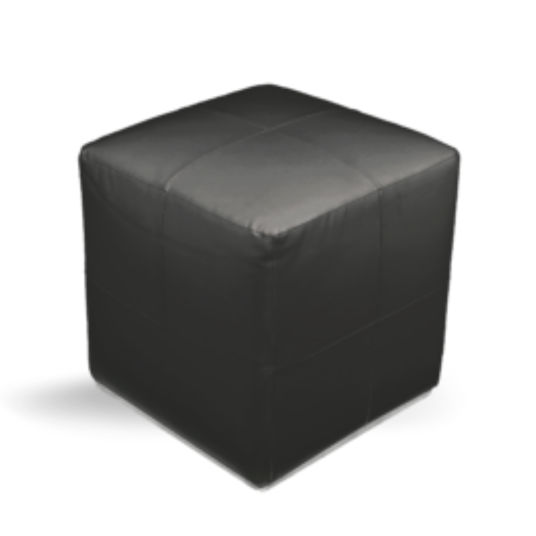 Roma Cube Ottoman Faux-Leather Black & White | Event Rentals Dubai 