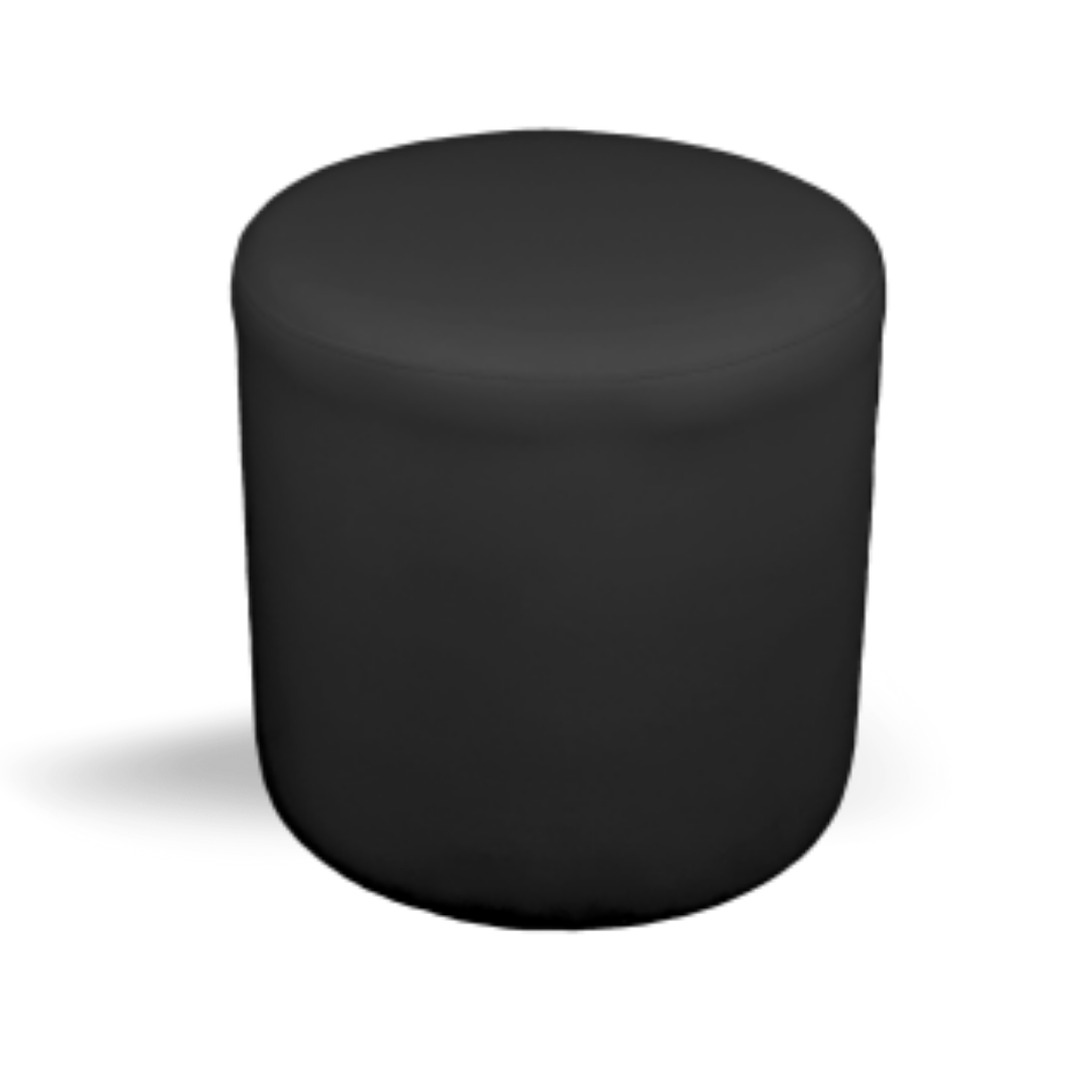 Roma Round Ottoman Faux-Leather Black & White