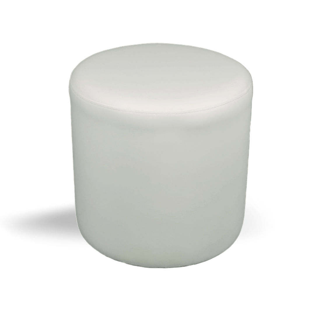 Roma Round Ottoman Faux-Leather Black & White