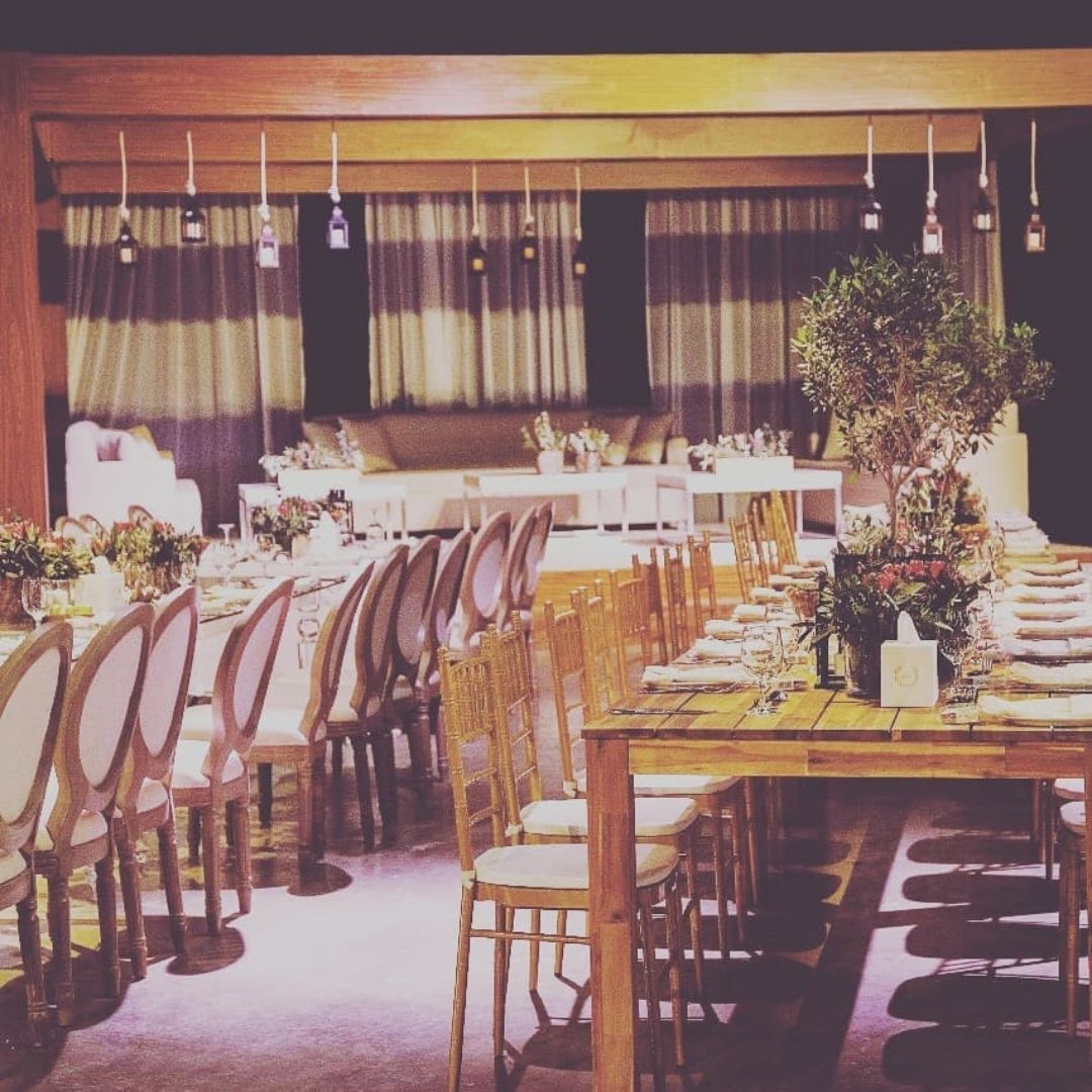 Rustic Wooden Dining Table | Furniture Rentals Dubai | Olga Events