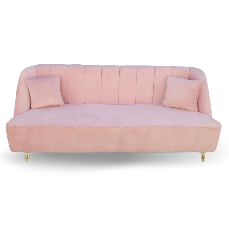 Tufted 2 Seats Lounge Sofa Beige Color Velvet| Event Rentals Dubai