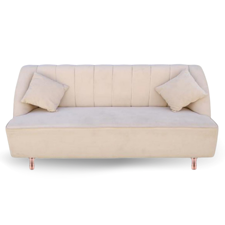 Tufted 2 Seats Lounge Sofa Beige Color Velvet| Event Rentals Dubai