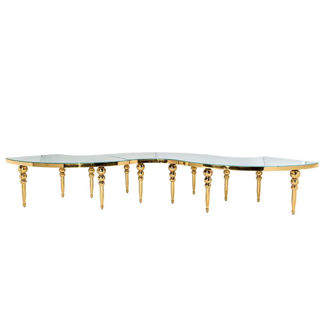 THE ROW GOLD DINING TABLE FROSTED TOP 8-10 PEOPLE