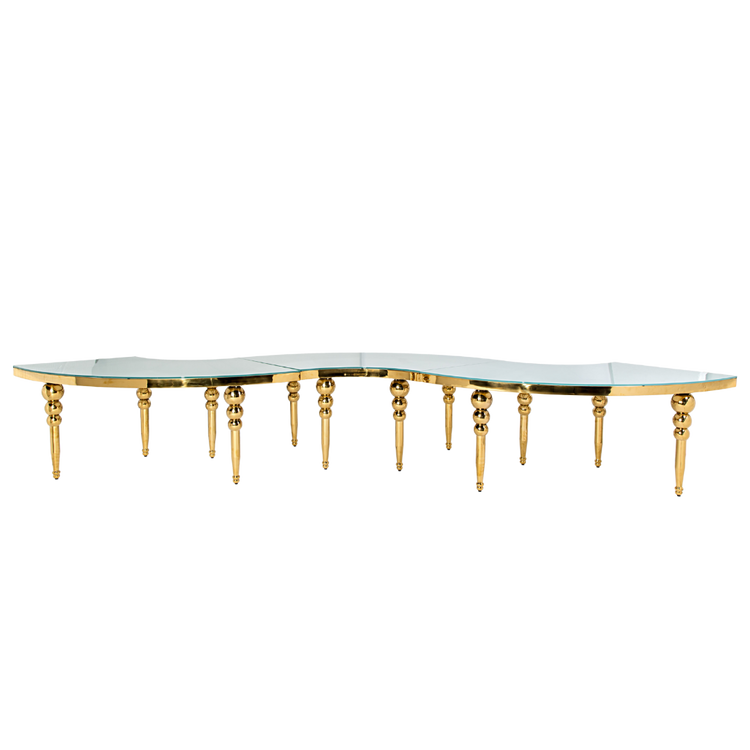 THE ROW GOLD DINING TABLE FROSTED TOP 8-10 PEOPLE