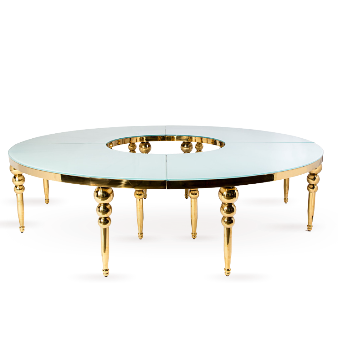 THE ROW GOLD DINING TABLE FROSTED TOP 8-10 PEOPLE