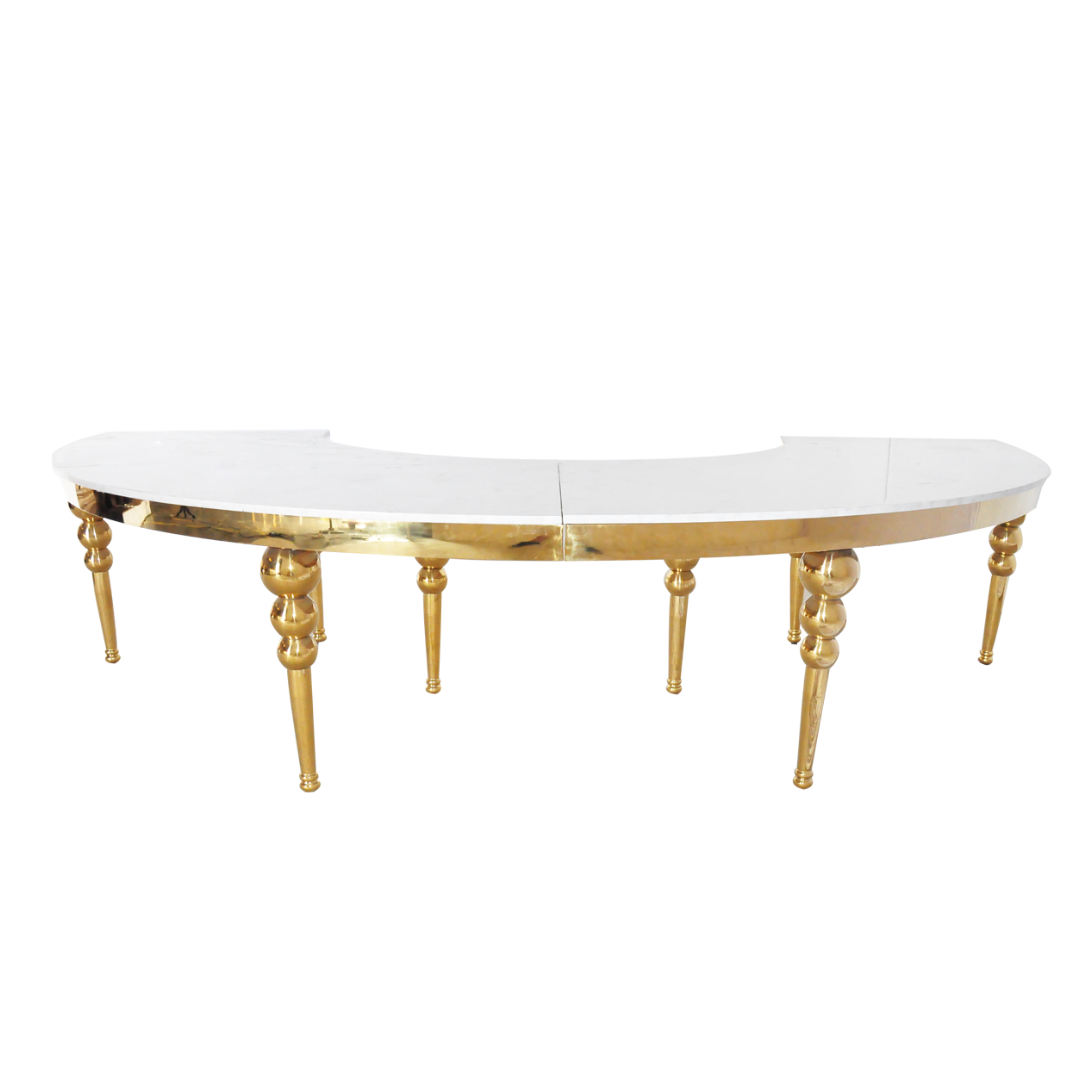 The row gold dining table frosted top Event Rental Dubai Olga