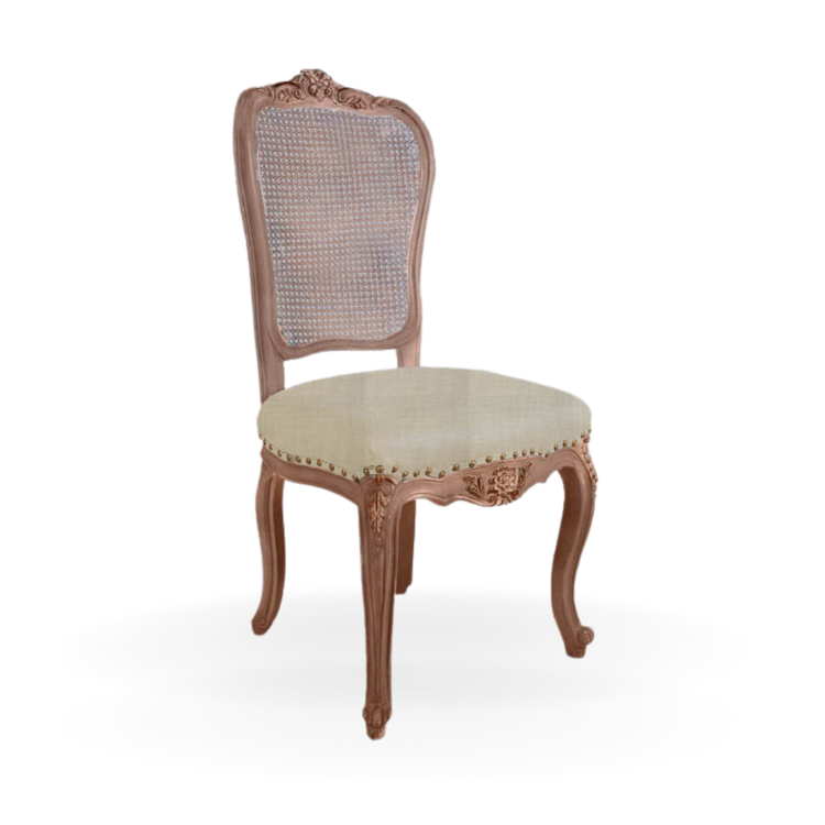 VINTAGE DINING CHAIR WOODEN FRAME FABRIC CUSHIN