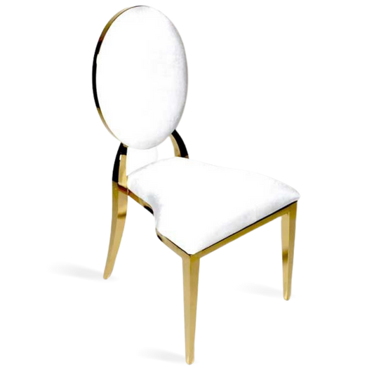 WHITE OAKLAND DINING CHAIR STEEL GOLD FRAME