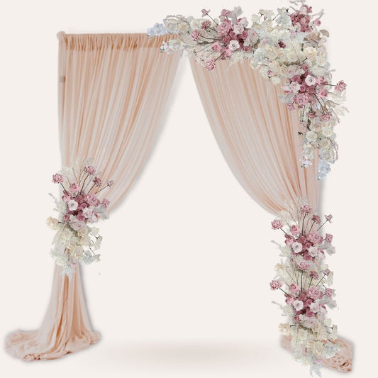 SIMPLE FABRIC ARCH WITH FRESH FLOWERS 260CM x 215CM