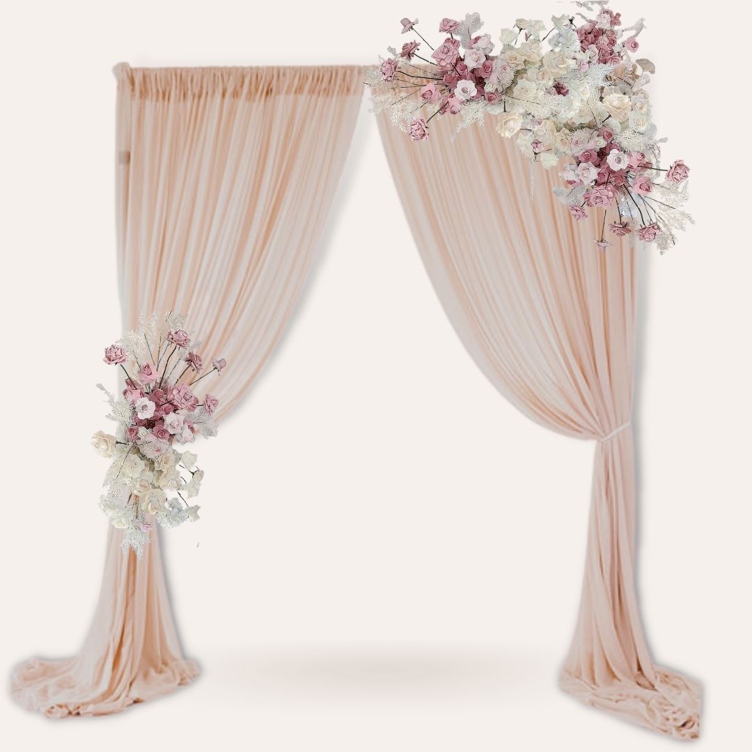 SIMPLE FABRIC ARCH WITH FRESH FLOWERS 260CM x 215CM