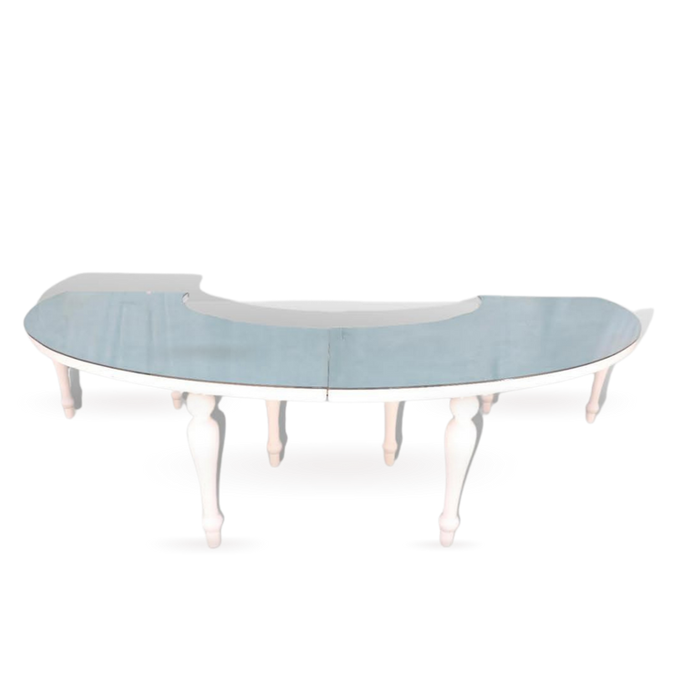 THE ROW GOLD & WHITE DINING TABLE FROSTED TOP 16-25 PEOPLE