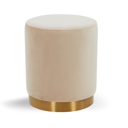 Hethro Round Ottoman Ivory Velvet| Event Rentals Dubai