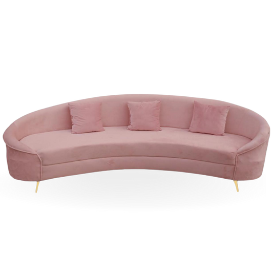 OASIS LOVESEAT VELVET 3 SEATS LOUNGE CURVE PINK SOFA