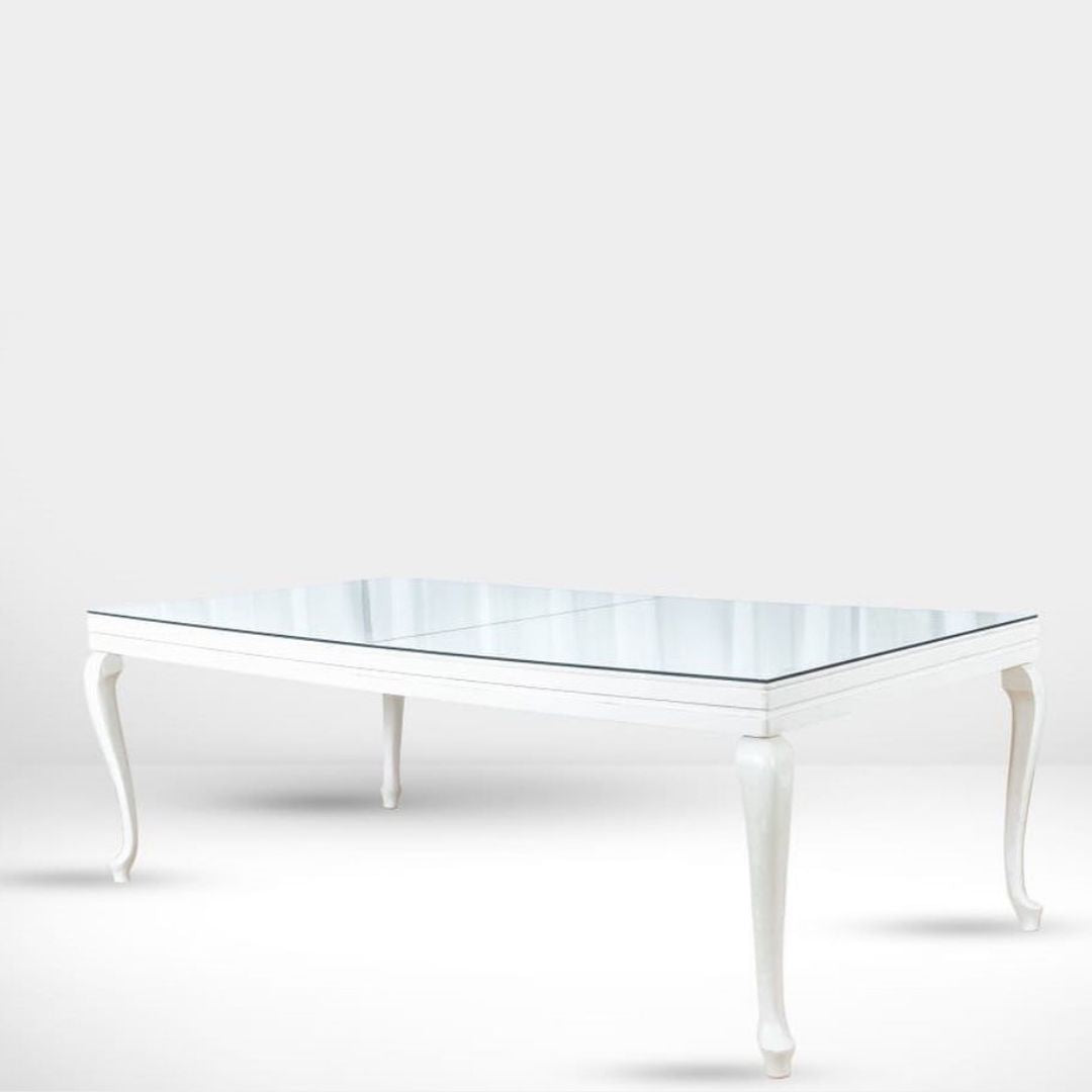 White Wooden Dining Table Furniture Rental Dubai Olga Events
