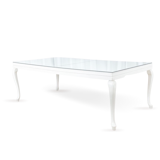 White Wooden Dining Table Furniture Rental Dubai Olga Events