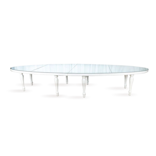 WHITE MIRROR - TOPPED OVAL DINING TABLE 8-10 PEOPLE