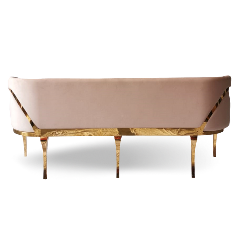 EYE LID LOUNGE SOFA OYSTER VELVET 3 SEATS GOLD FRAME